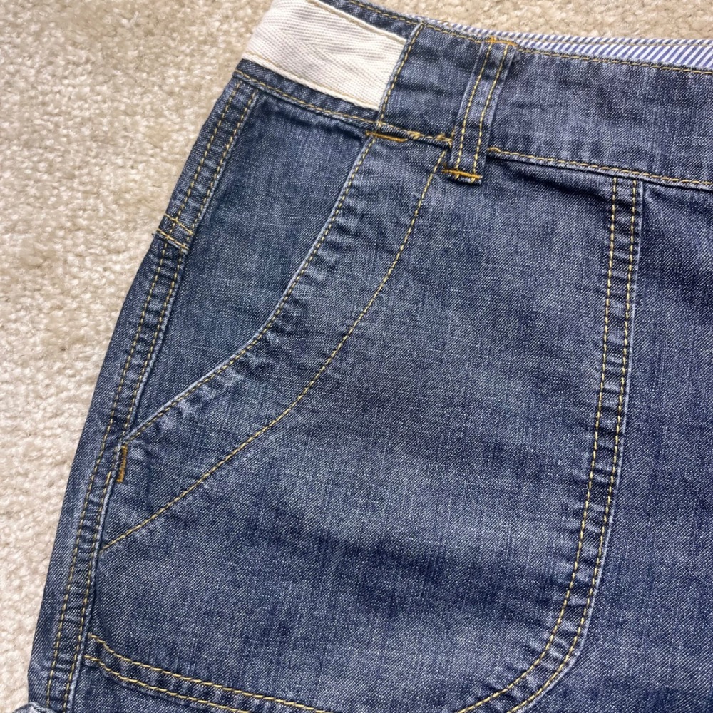 Tommy Hilfiger Mens Denim Shorts Medium Wash Cuffed White Trim Size 8 - Picture 2 of 8